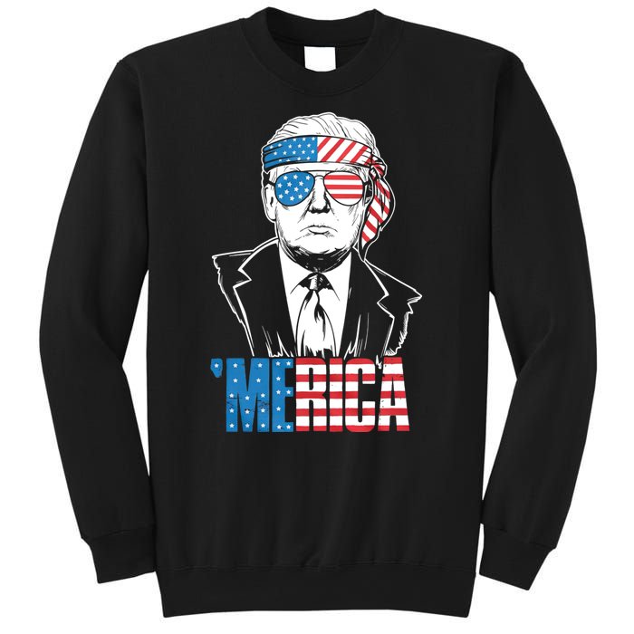 Merica Trump Happy 4th Of July Trump American Flag Sweatshirt