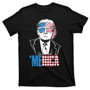 Merica Trump Happy 4th Of July Trump American Flag T-Shirt