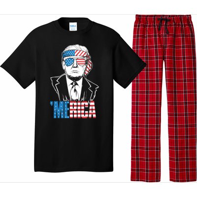 Merica Trump Happy 4th Of July Trump American Flag Pajama Set