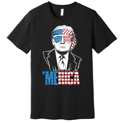 Merica Trump Happy 4th Of July Trump American Flag Premium T-Shirt