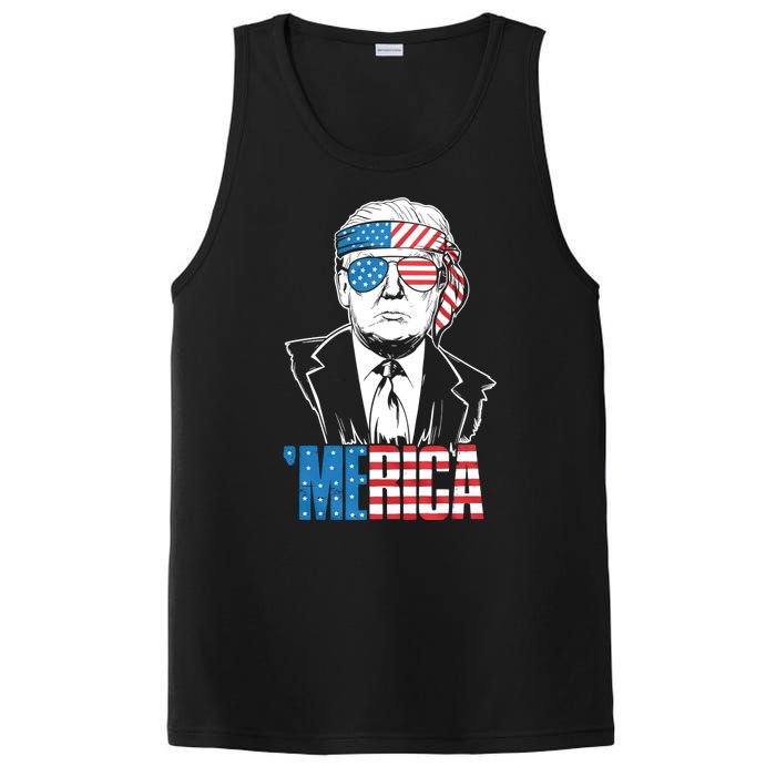 Merica Trump Happy 4th Of July Trump American Flag PosiCharge Competitor Tank