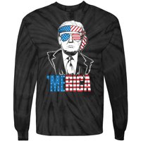 Merica Trump Happy 4th Of July Trump American Flag Tie-Dye Long Sleeve Shirt