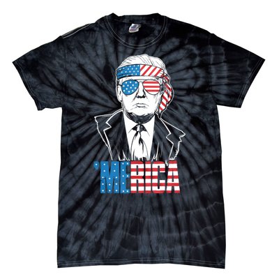 Merica Trump Happy 4th Of July Trump American Flag Tie-Dye T-Shirt