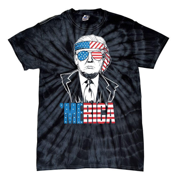 Merica Trump Happy 4th Of July Trump American Flag Tie-Dye T-Shirt