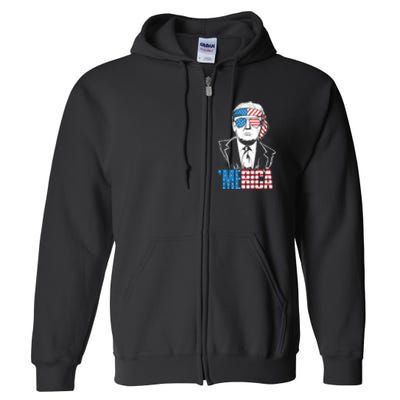 Merica Trump Happy 4th Of July Trump American Flag Full Zip Hoodie