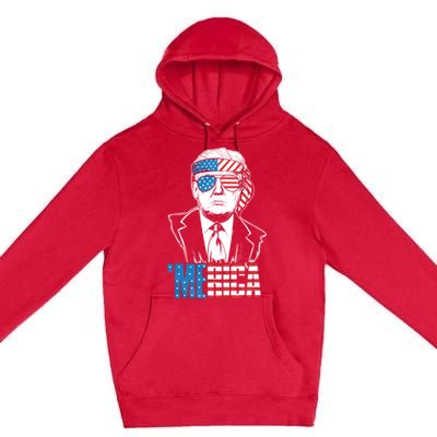 Merica Trump Happy 4th Of July Trump American Flag Premium Pullover Hoodie