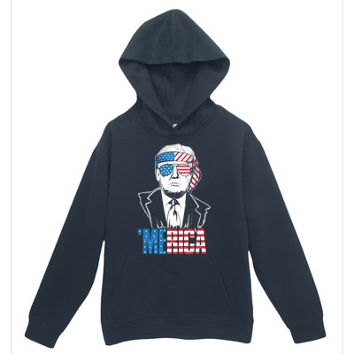 Merica Trump Happy 4th Of July Trump American Flag Urban Pullover Hoodie