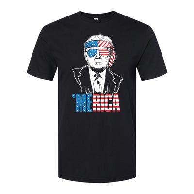 Merica Trump Happy 4th Of July Trump American Flag Softstyle CVC T-Shirt