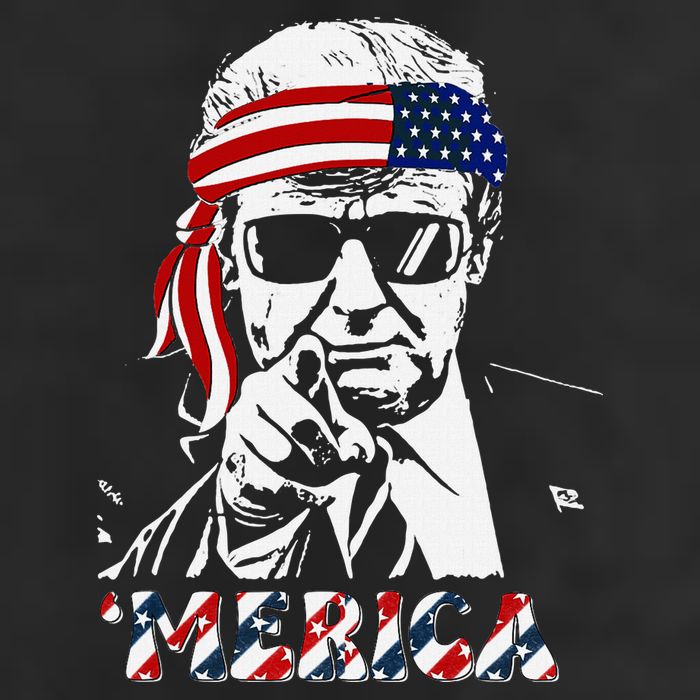 Merica Trump Happy American Flag 7 Panel Mesh Trucker Snapback Hat