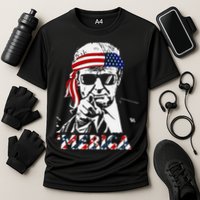 Merica Trump Happy American Flag Cooling Performance Crew T-Shirt