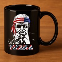 Merica Trump Happy American Flag 11oz C Handle Ceramic Mug