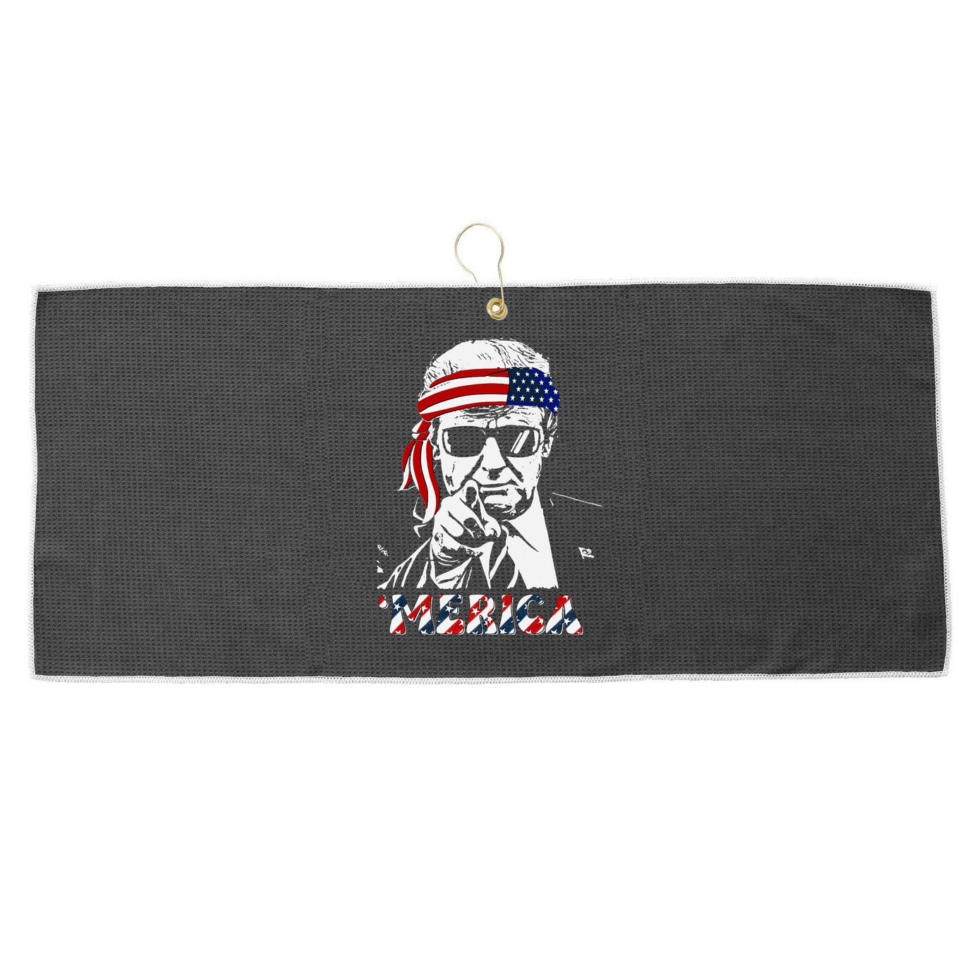 Merica Trump Happy American Flag Large Microfiber Waffle Golf Towel