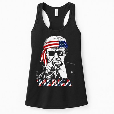 Merica Trump Happy American Flag Womens Tank Top
