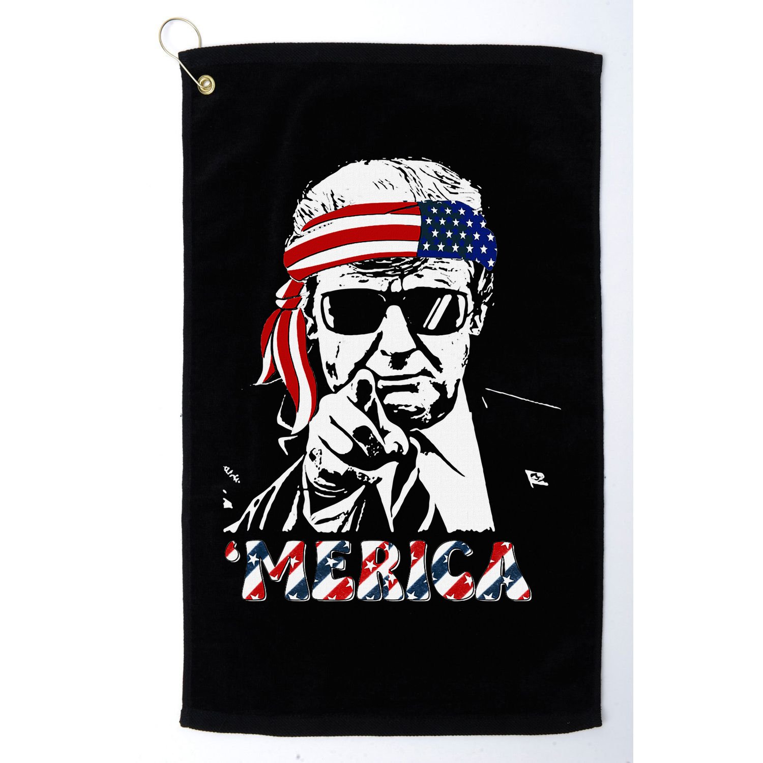 Merica Trump Happy American Flag Golf Towel