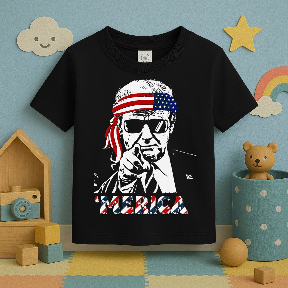 Merica Trump Happy American Flag Toddler T-Shirt