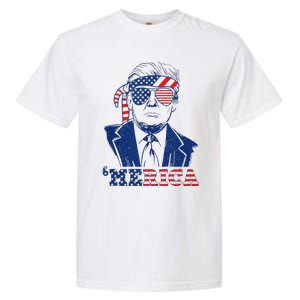 Merica Trump Happy 4th Of July Trump American Flag Funny Tank Top Garment-Dyed Heavyweight T-Shirt