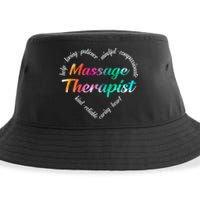 Massage Therapist Heart Word Cloud Watercolor Rainbow Sustainable Bucket Hat