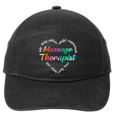 Massage Therapist Heart Word Cloud Watercolor Rainbow 7-Panel Snapback Hat