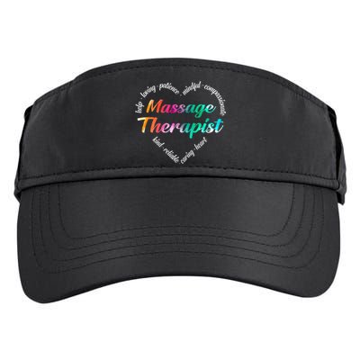 Massage Therapist Heart Word Cloud Watercolor Rainbow Adult Drive Performance Visor