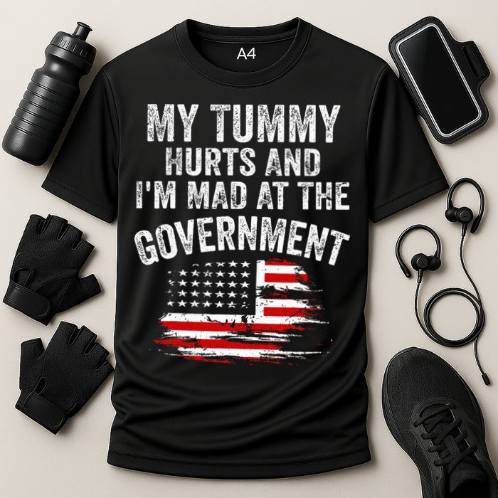 My Tummy Hurts And I'm MAD At The Government Meme Cooling Performance Crew T-Shirt