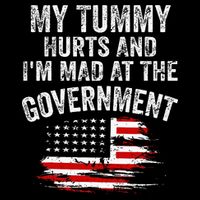 My Tummy Hurts And I'm MAD At The Government Meme Cropped Pullover Crew