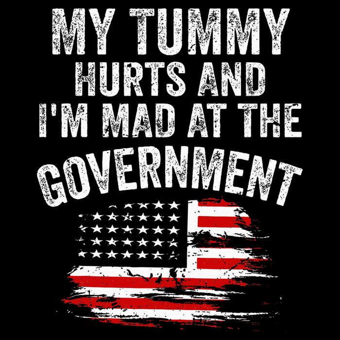 My Tummy Hurts And I'm MAD At The Government Meme Cropped Pullover Crew