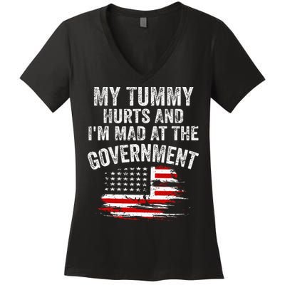 My Tummy Hurts And I'm MAD At The Government Meme Women's V-Neck T-Shirt