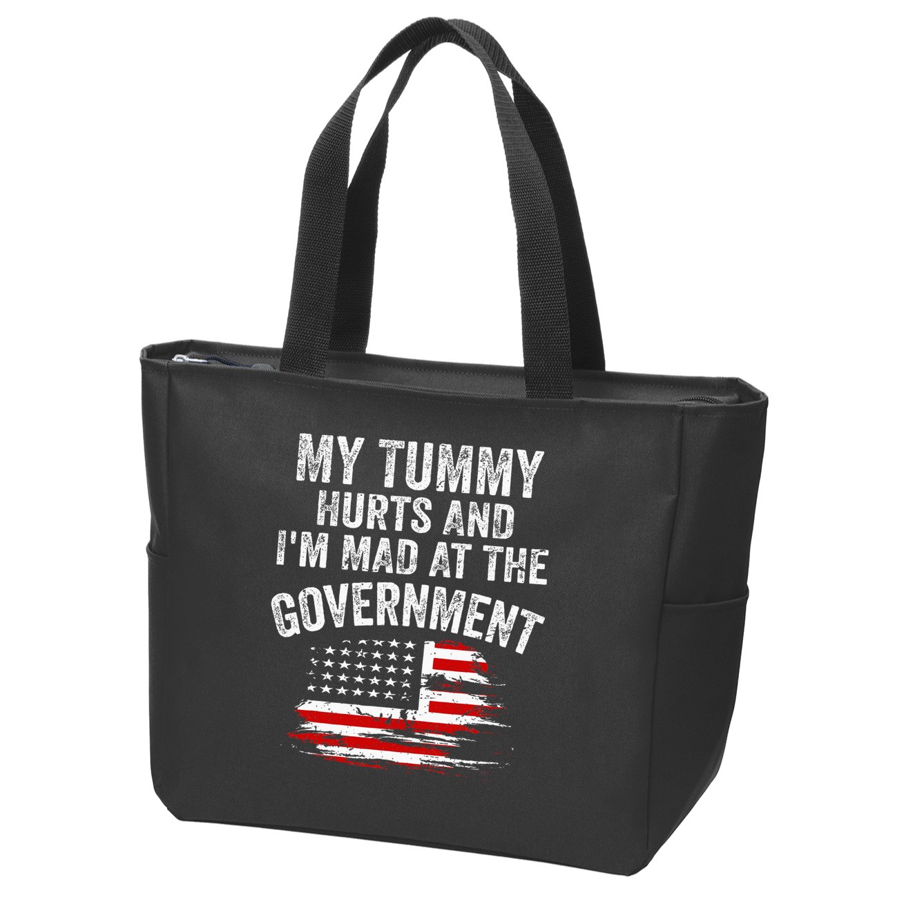 My Tummy Hurts And I'm MAD At The Government Meme Zip Tote Bag