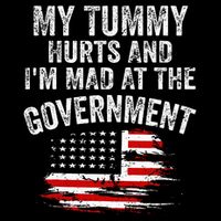 My Tummy Hurts And Im MAD At The Government Meme Cropped Pullover Crew