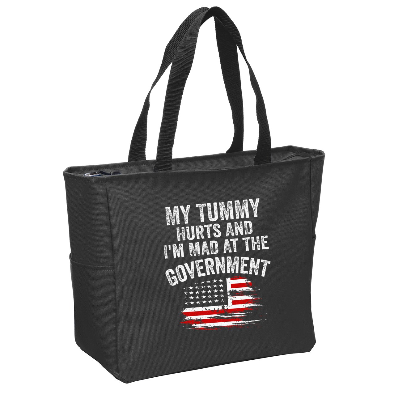 My Tummy Hurts And Im MAD At The Government Meme Zip Tote Bag