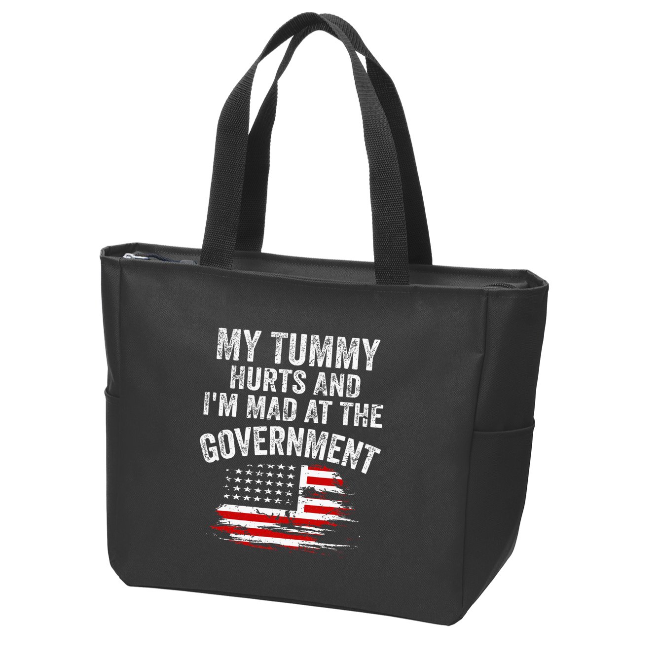 My Tummy Hurts And Im MAD At The Government Meme Zip Tote Bag