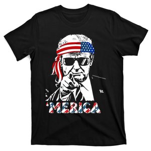 Merica Trump Happy 4th Of July Trump American Flag T-Shirt