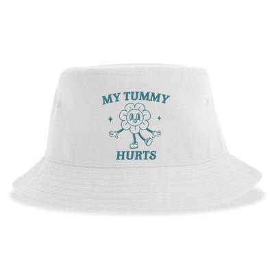 My Tummy Hurts Tummy Ache Survivor Meme Sustainable Bucket Hat