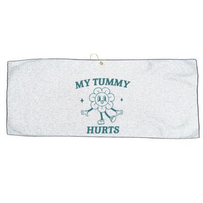 My Tummy Hurts Tummy Ache Survivor Meme Large Microfiber Waffle Golf Towel