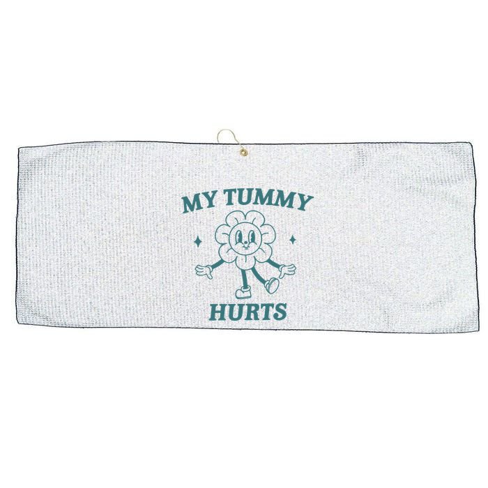 My Tummy Hurts Tummy Ache Survivor Meme Large Microfiber Waffle Golf Towel