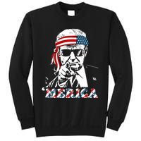 Merica Trump Happy 4th Of July Trump American Flag Sweatshirt