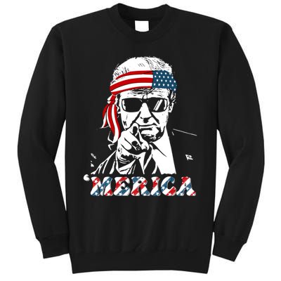 Merica Trump Happy 4th Of July Trump American Flag Sweatshirt