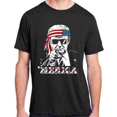 Merica Trump Happy 4th Of July Trump American Flag Adult ChromaSoft Performance T-Shirt