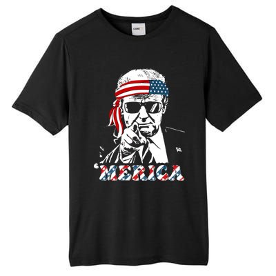 Merica Trump Happy 4th Of July Trump American Flag Tall Fusion ChromaSoft Performance T-Shirt