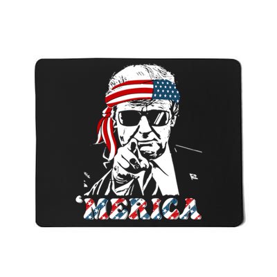 Merica Trump Happy 4th Of July Trump American Flag Mousepad