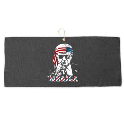 Merica Trump Happy 4th Of July Trump American Flag Large Microfiber Waffle Golf Towel