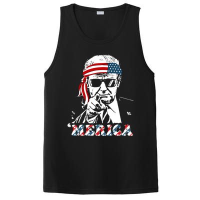 Merica Trump Happy 4th Of July Trump American Flag PosiCharge Competitor Tank