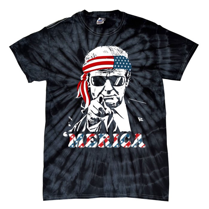 Merica Trump Happy 4th Of July Trump American Flag Tie-Dye T-Shirt