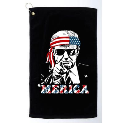 Merica Trump Happy 4th Of July Trump American Flag Platinum Collection Golf Towel