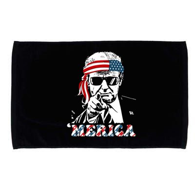 Merica Trump Happy 4th Of July Trump American Flag Microfiber Hand Towel