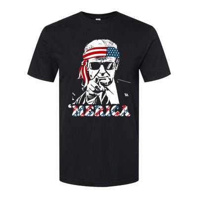 Merica Trump Happy 4th Of July Trump American Flag Softstyle CVC T-Shirt