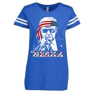 Merica Trump Happy 4th Of July Trump American Flag Enza Ladies Jersey Football T-Shirt