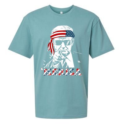 Merica Trump Happy 4th Of July Trump American Flag Sueded Cloud Jersey T-Shirt