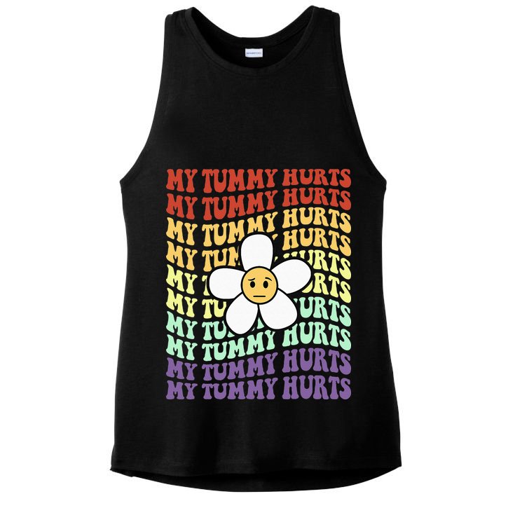 My Tummy Hurts Tummy Ache Survivor Retro Sunflower Women Ladies PosiCharge Tri-Blend Wicking Tank