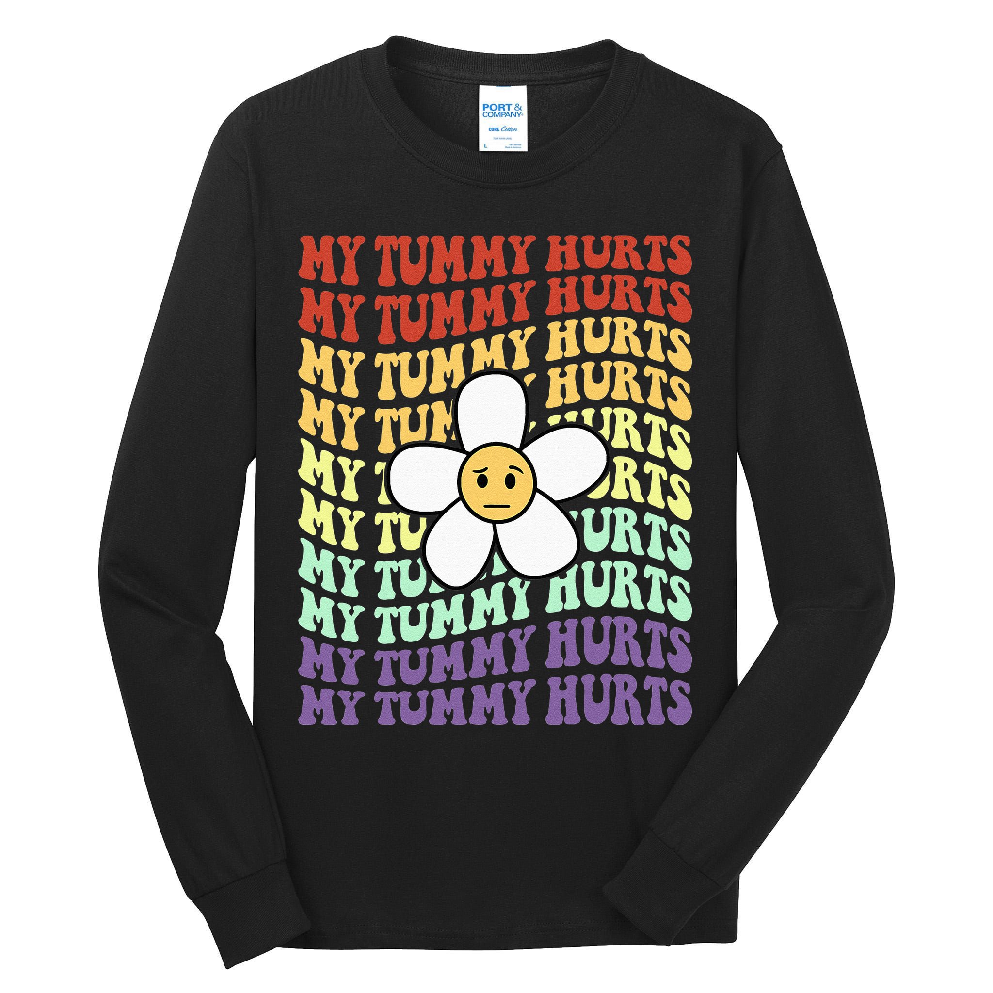 My Tummy Hurts Tummy Ache Survivor Retro Sunflower Women Tall Long Sleeve T-Shirt